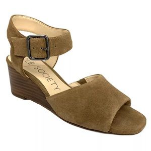 SOLE SOCIETY NEW Korri Sandals Suede Wedge: 7.5M